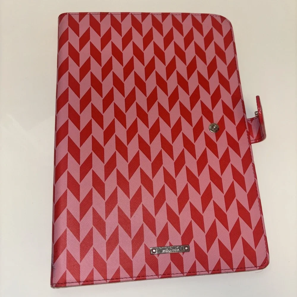 Stella & Dot Pink & Red Chevron Jewelry Travel Organizer Binder Necklace Display